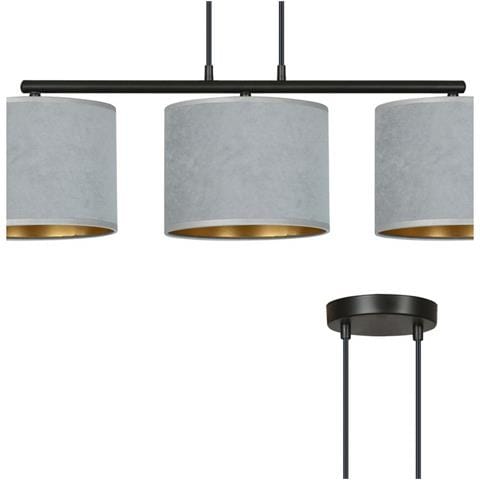 Lampada A Sospensione Hilde - Nero, Grigio - Acciaio Verniciato A Polvere, Tessuto - 72x100x18 Cm - Foto 2
