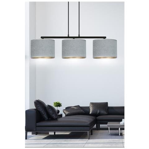 Lampada A Sospensione Hilde - Nero, Grigio - Acciaio Verniciato A Polvere, Tessuto - 72x100x18 Cm - Foto 8