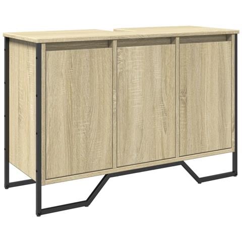 Mobile Lavabo Bagno Rovere Sonoma 91x35x60 Cm In Truciolato - Foto 2