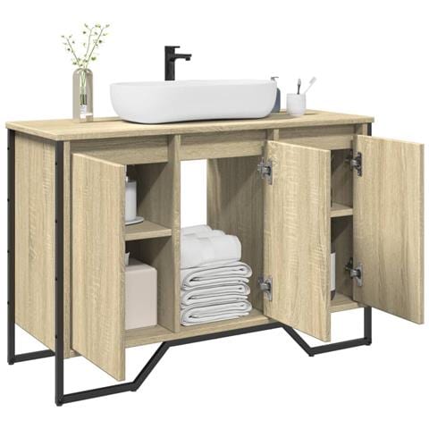 Mobile Lavabo Bagno Rovere Sonoma 91x35x60 Cm In Truciolato - Foto 1