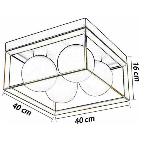 Plafoniera Da Soffitto 4 X Sfera In Vetro Bianco Lampadario Metallo Nero Bronzo - Foto 6