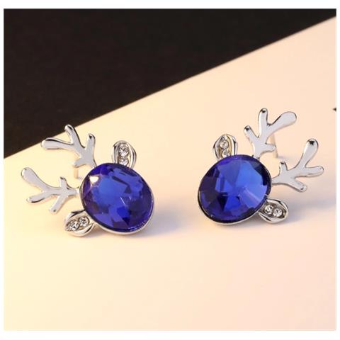 Orecchini In Argento Con Renna Per Natale - Blu - Foto 2
