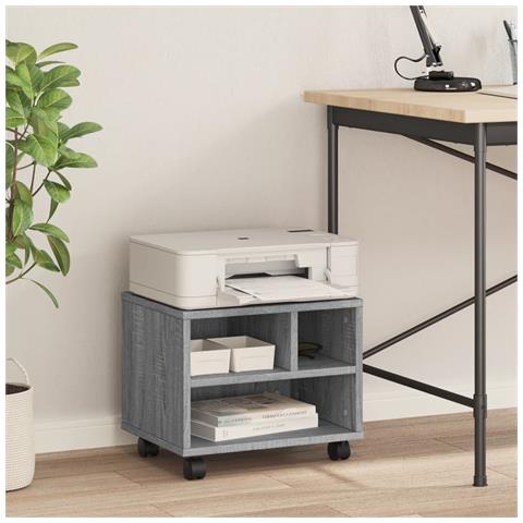 Supporto Per Stampante Con Ruote Grigio Sonoma 41x32x34,5 Cm - Foto 3