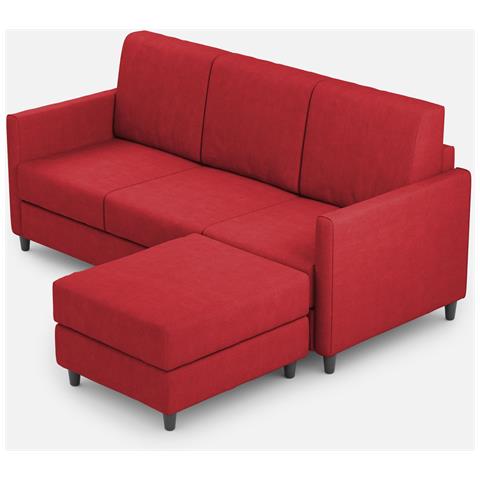 Divano Karay 3 Posti (tre Sedute Da 60cm) + Pouf Misure Esterne L. 198 P. 155 Colore Rosso - Foto 1