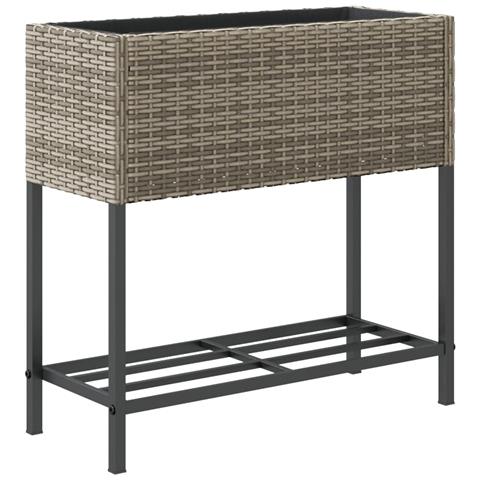 Fioriera da Giardino con Ripiano Grigia in Polyrattan - Foto 2