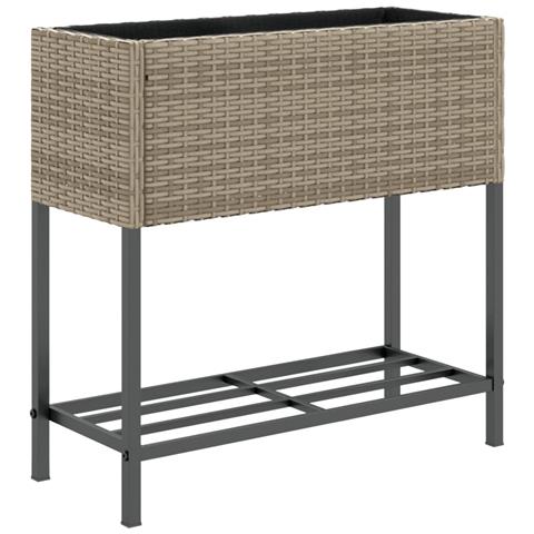 Fioriera da Giardino con Ripiano Grigia in Polyrattan - Foto 1