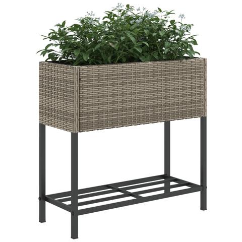 Fioriera da Giardino con Ripiano Grigia in Polyrattan - Foto 10