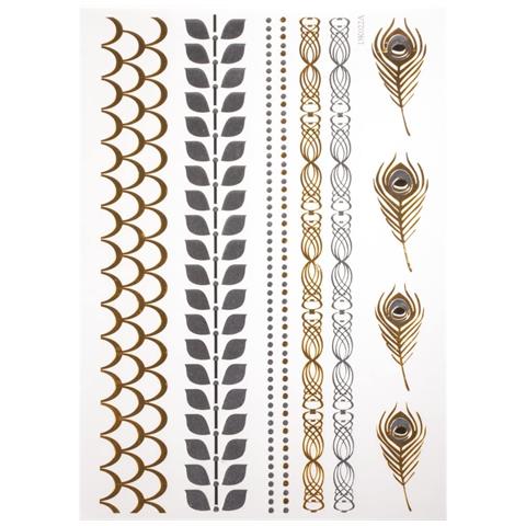 Tatuaggio Metallizzato 14x21 Cm Oro Argento Nero - Foto 1