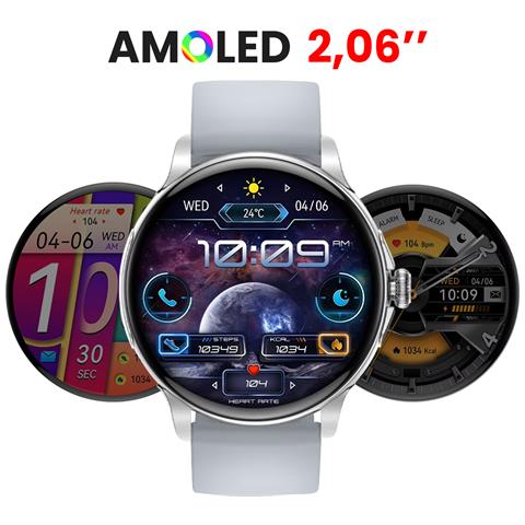 Smartwatch Monitoraggio Salute E Sport Con Schermo Amoled Ip68, Argento - Foto 5