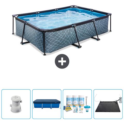 Piscina Fuori Terra - Rettangolo - 300x200x65 Cm - Grigio - Include Accessori Coordinati Cb4 - Foto 1