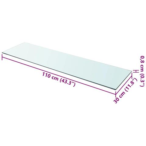 Lusso Casadino -  Mensole In Vetro Trasparente 2 Pz 110x30 Cm - Foto 4