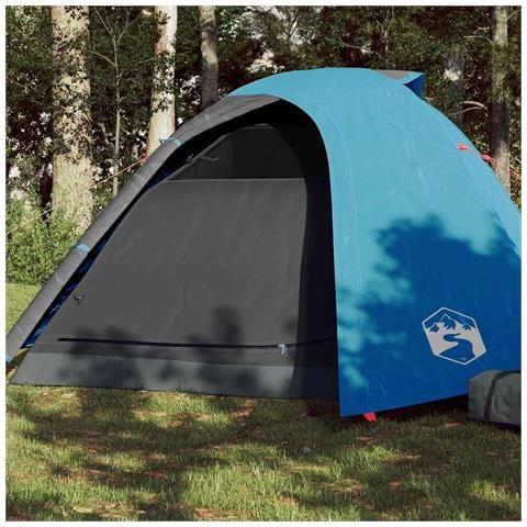 Tenda da Campeggio a Cupola per 4 Persone Blu Impermeabile - Foto 1
