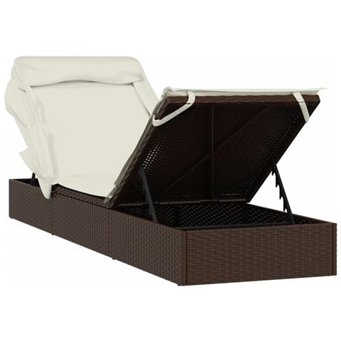 Lettino con Tetto Pieghevole Marrone 213x63x97 cm Polyrattan - Foto 9