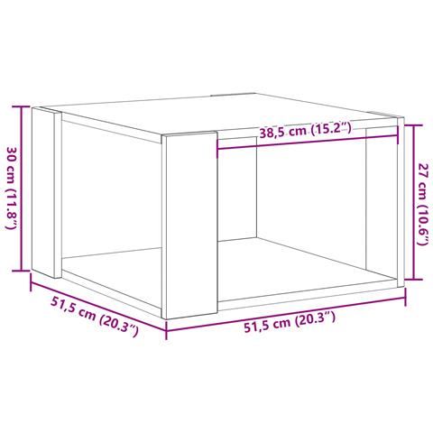 Tavolino da caffè Rovere artigianale 51,5x51,5x30 cm Legno massello - Foto 9