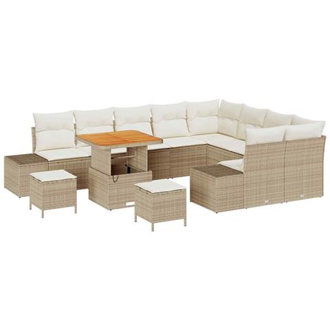 Set Divano da Giardino 12 pcs Beige e Crema 80 x 80 x 71 cm - Foto 1