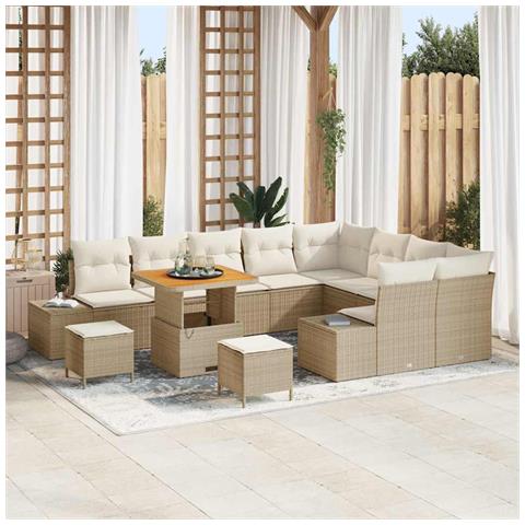 Set Divano da Giardino 12 pcs Beige e Crema 80 x 80 x 71 cm - Foto 2