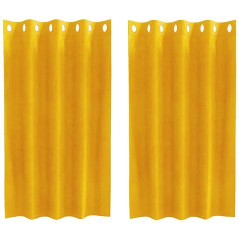 Tende con tende 2 pcs giallo senape 140 x 140 cm Velluto - Foto 1