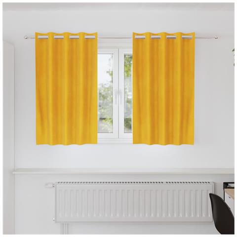 Tende con tende 2 pcs giallo senape 140 x 140 cm Velluto - Foto 2