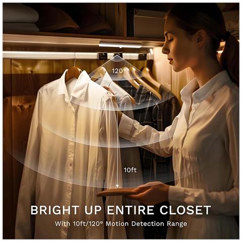 Striscia Led Con Sensore Di Movimento Umano - Bianco Caldo, Magnetica, Ricaricabile - Foto 2