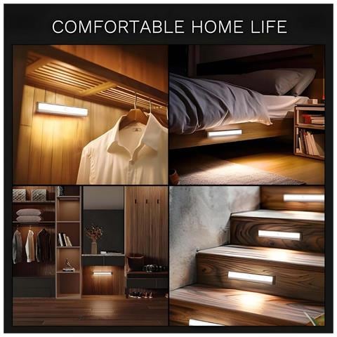 Striscia Led Con Sensore Di Movimento Umano - Bianco Caldo, Magnetica, Ricaricabile - Foto 5