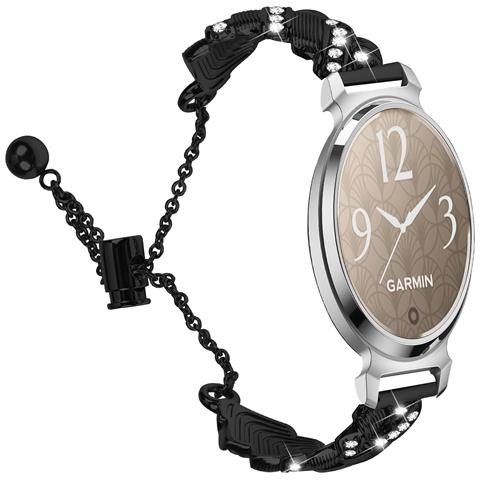 Bracciale Cuore E Diamanti Compatibile Con Garmin Lily 2 - Elegante Semichiusura In Lega Di Zinco Black - Foto 1