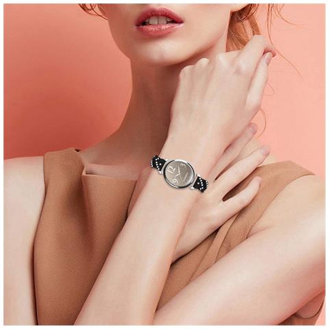 Bracciale Cuore E Diamanti Compatibile Con Garmin Lily 2 - Elegante Semichiusura In Lega Di Zinco Black - Foto 6