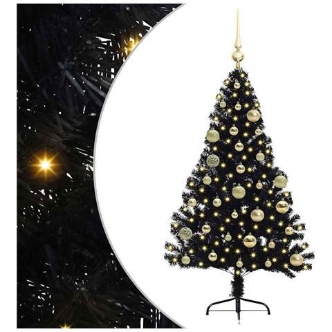 Albero di Natale artificiale con luci integrate Nero 120 cm PVC - Foto 1