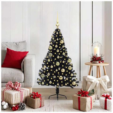 Albero di Natale artificiale con luci integrate Nero 120 cm PVC - Foto 2