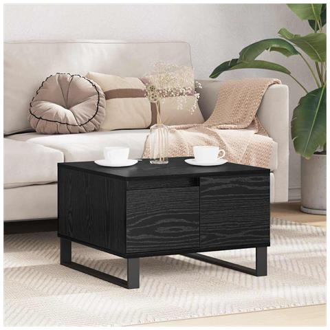 Tavolino da salotto con cassetto Rovere Nero 55 x 55 x 36,5 cm - Foto 2