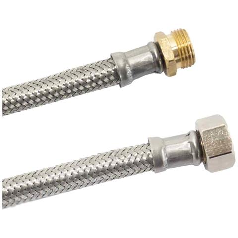 Tubo Flessibile Blindato In Acciaio Inox  3/8  800mm  Certificato Dvgw - Foto 1