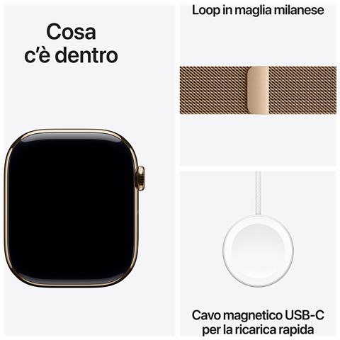 Watch Series 11 GPS + Cellular 46mm Cassa Titanio Oro con Loop in maglia Milanese Oro - M /L - Foto 2