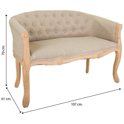 Divano In Legno Con Rivestimento Panna 107x61x70h - Foto 8