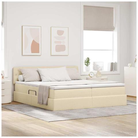 Letto con Contenitore Crema 180 x 200 cm Pelle Sintetica - Foto 2
