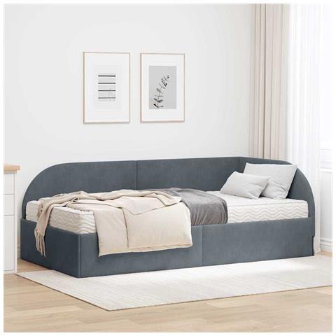 Struttura Letto Angolare con Materasso 2 pcs Grigio Velluto - Foto 2