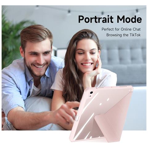 Cover per iPad Air (2022) - TPU+PC+Pelle /PU, Rosa, Auto Wake /Sleep - Foto 2