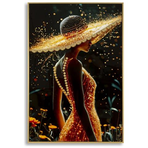 Stampa Su Tela Con Cornice Donna 10-multicolore-tessuto-62x3,5x92 Cm - Foto 1