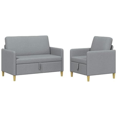 Set di Divani con Storage 2 pcs Grigio Chiaro Poliestere - Foto 1