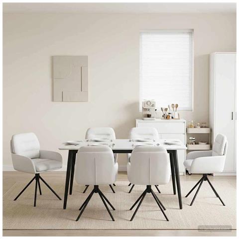 Sedie da pranzo girevoli 6 pcs Similpelle Bianco - Foto 2