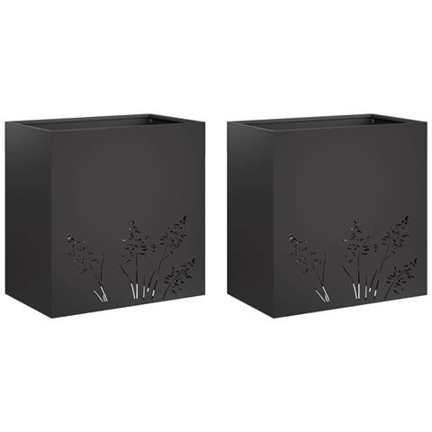Vaso da giardino 2 pz Nero 50 x 30 x 49 cm - Foto 1