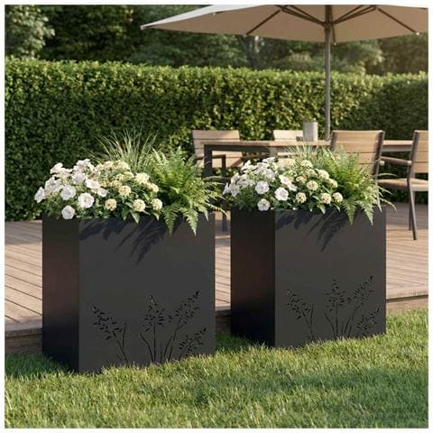 Vaso da giardino 2 pz Nero 50 x 30 x 49 cm - Foto 2