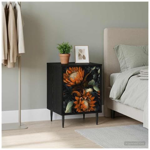 Armadio da Notte LOCHEM Rovere Nero 36 x 33 x 51 cm - Foto 2
