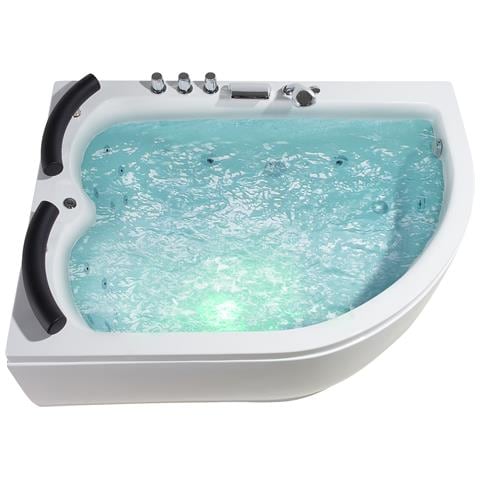 Vasca Con Idromassaggio E Led Angolare Bianca Versione Destra Paradiso - Foto 27