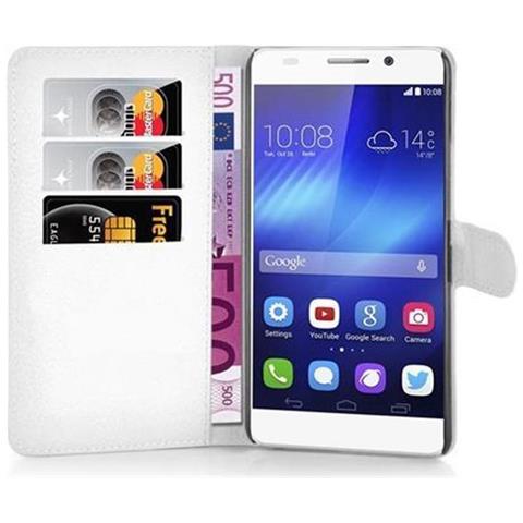 Custodia Compatibile Con Honor 6 Plus In Bianco Fumo - Coperchio Protettiva Con Chiusura Magnetica, Funzione Stand E Tasca Per Le Carte - Foto 2