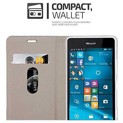 Custodia Compatibile Con Nokia Lumia 950 In Blu Scuro Nero - Coperchio Protettiva Con Chiusura Magnetica, Funzione Stand E Tasca Per Le Carte - Foto 2