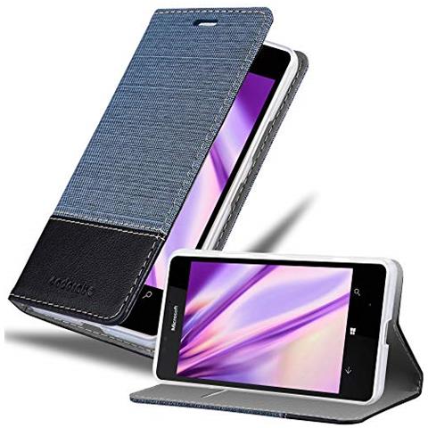 Custodia Compatibile Con Nokia Lumia 950 In Blu Scuro Nero - Coperchio Protettiva Con Chiusura Magnetica, Funzione Stand E Tasca Per Le Carte - Foto 1