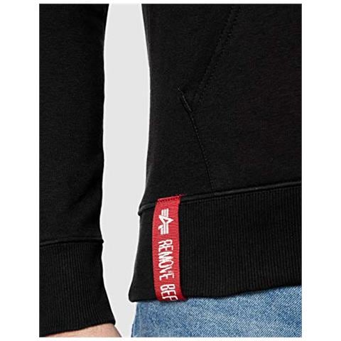 Alpha Industries 178312 03 Felpa Con Cappuccio, Nero, L Uomo - Foto 5