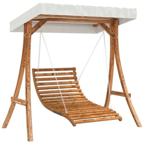 Letto A Dondolo Con Tetto Massello Di Abete Finitura In Teak - Foto 2
