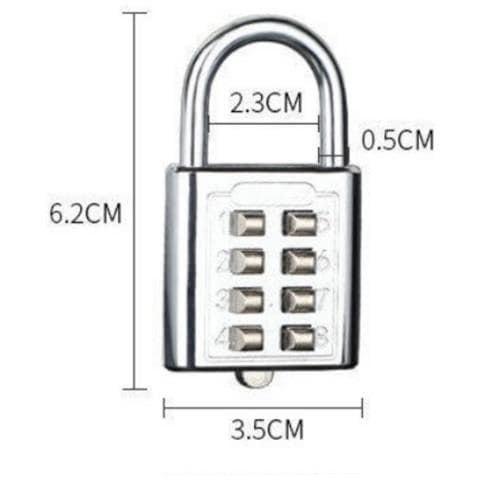 Lucchetto A Combinazione Placcato Meccanico Portatile A 8 Cifre Silver 35mm/6.1 X 3,5 X 1.1 Cm - Foto 4