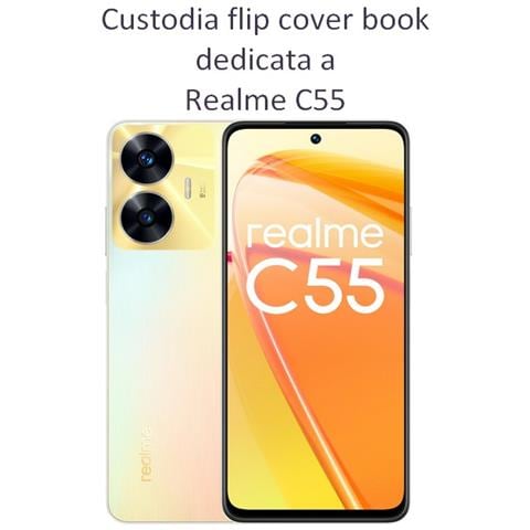 Custodia A Libro Book Case Per Realme C55 Navy-lime - Foto 2