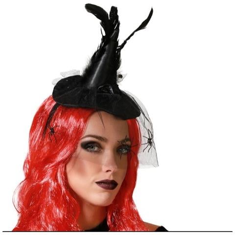 Diadema Cappello Strega Halloween Piume - Foto 1